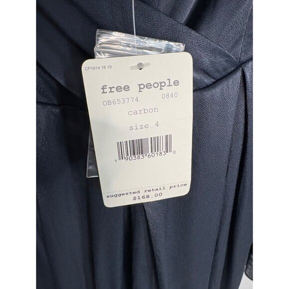 NWT Free People Not Your Baby Wide Leg Jumpsuit, Carbon Black-sz 4 - Picture 5 of 14
